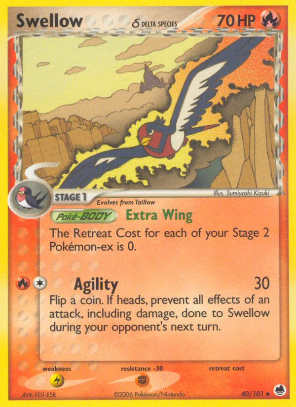 Swellow (40/101) (Delta Species) [EX: Dragon Frontiers] | Eastridge Sports Cards & Games