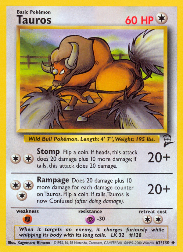 Tauros (62/130) [Base Set 2] | Eastridge Sports Cards & Games