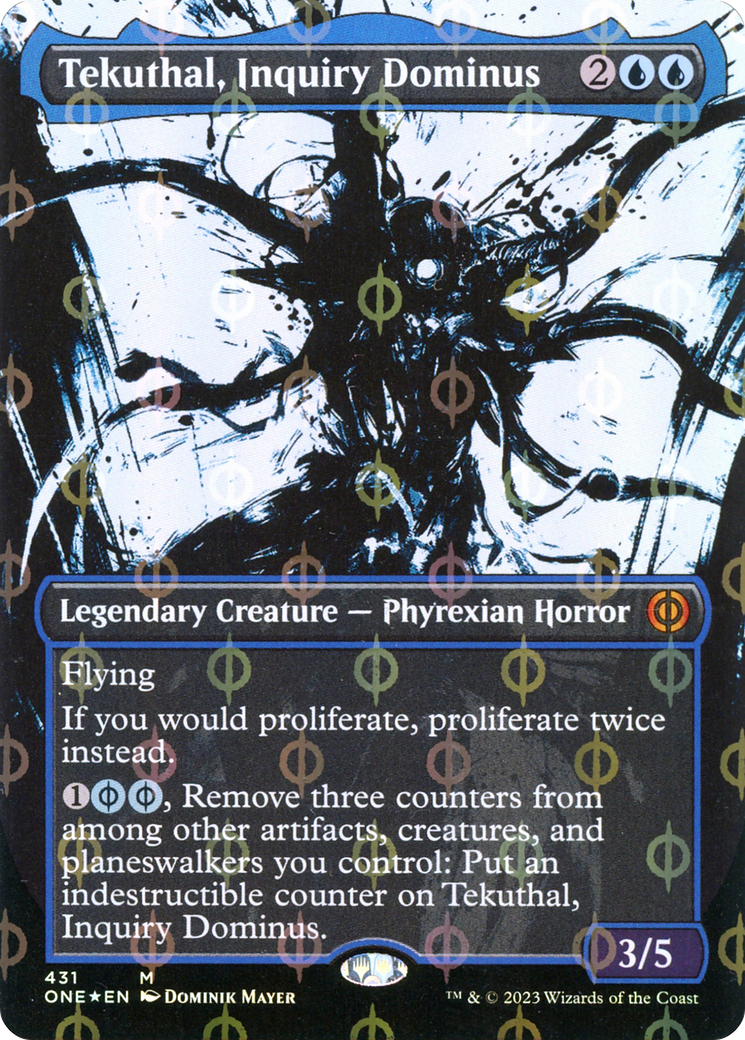 Tekuthal, Inquiry Dominus (Borderless Ichor Step-and-Compleat Foil) [Phyrexia: All Will Be One] | Eastridge Sports Cards & Games