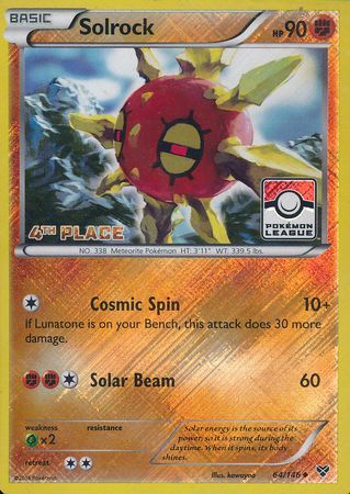 Solrock (64/146) (4th Place League Challenge Promo) [XY: Base Set] | Eastridge Sports Cards & Games