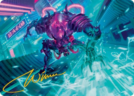 Surgehacker Mech Art Card (Gold-Stamped Signature) [Kamigawa: Neon Dynasty Art Series] | Eastridge Sports Cards & Games
