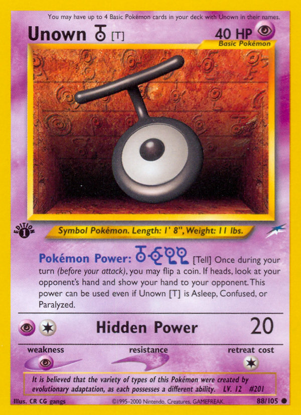 Unown [T] (88/105) [Neo Destiny 1st Edition] | Eastridge Sports Cards & Games