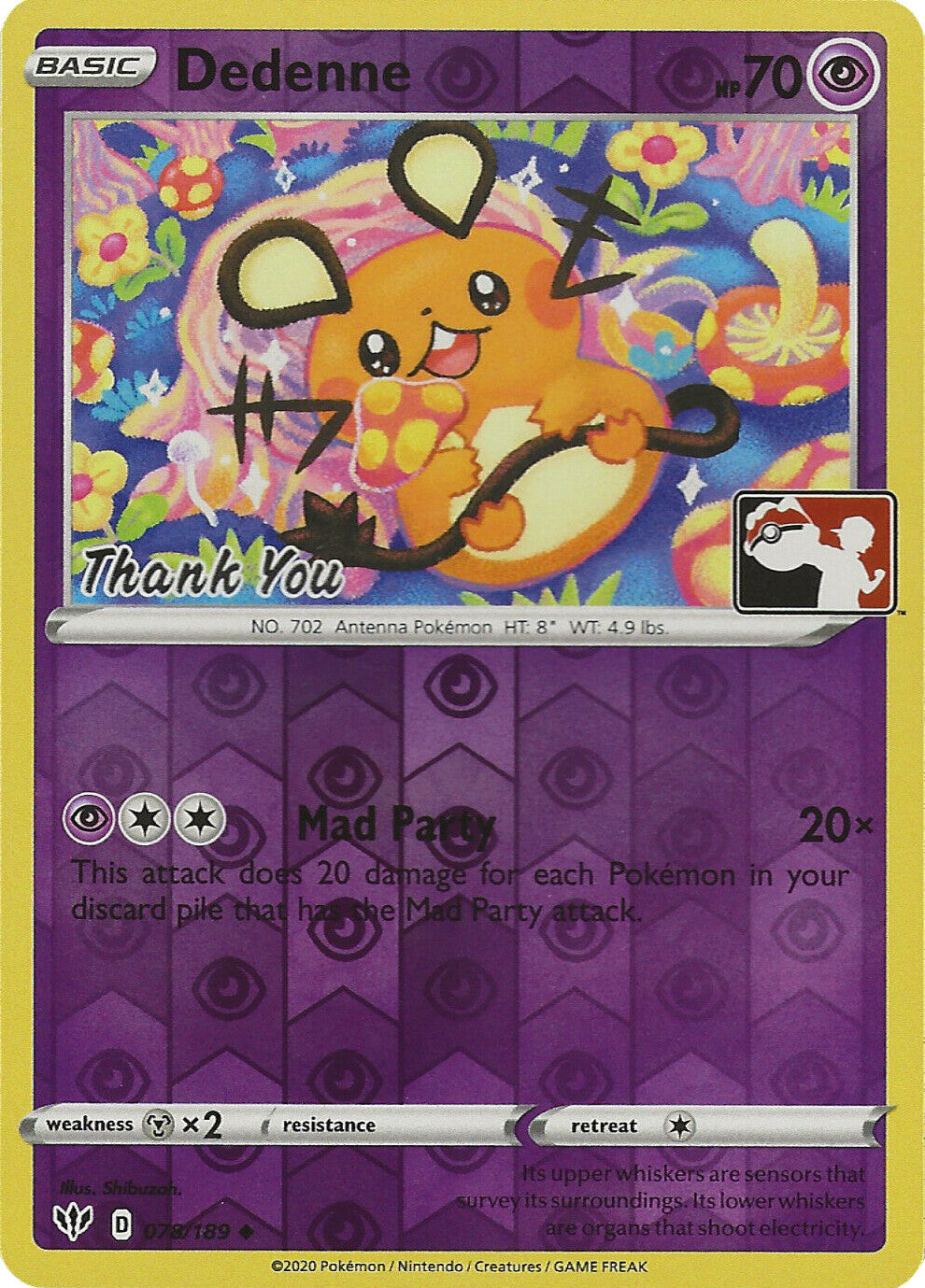 Dedenne (078/189) (Thank You Promo) [Sword & Shield: Darkness Ablaze] | Eastridge Sports Cards & Games