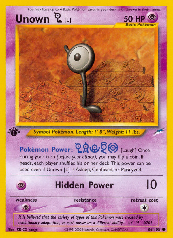 Unown [L] (86/105) [Neo Destiny 1st Edition] | Eastridge Sports Cards & Games