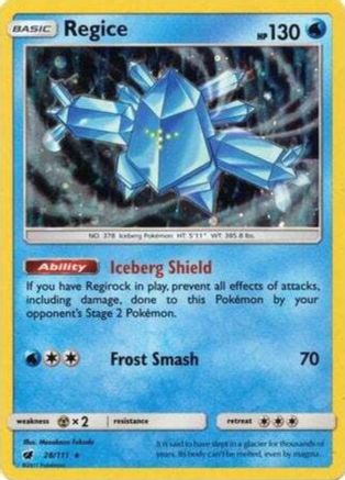 Regice (28/111) (Cosmos Holo) [Sun & Moon: Crimson Invasion] | Eastridge Sports Cards & Games