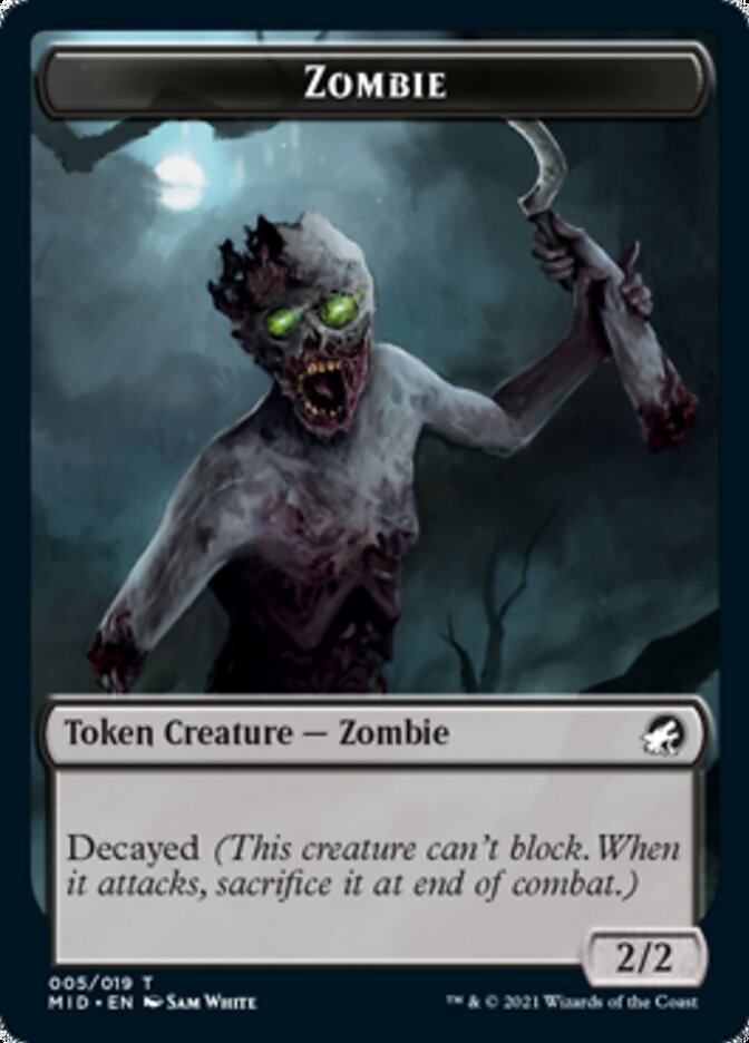 Zombie (005) // Wrenn and Seven Emblem Double-sided Token [Innistrad: Midnight Hunt Tokens] | Eastridge Sports Cards & Games