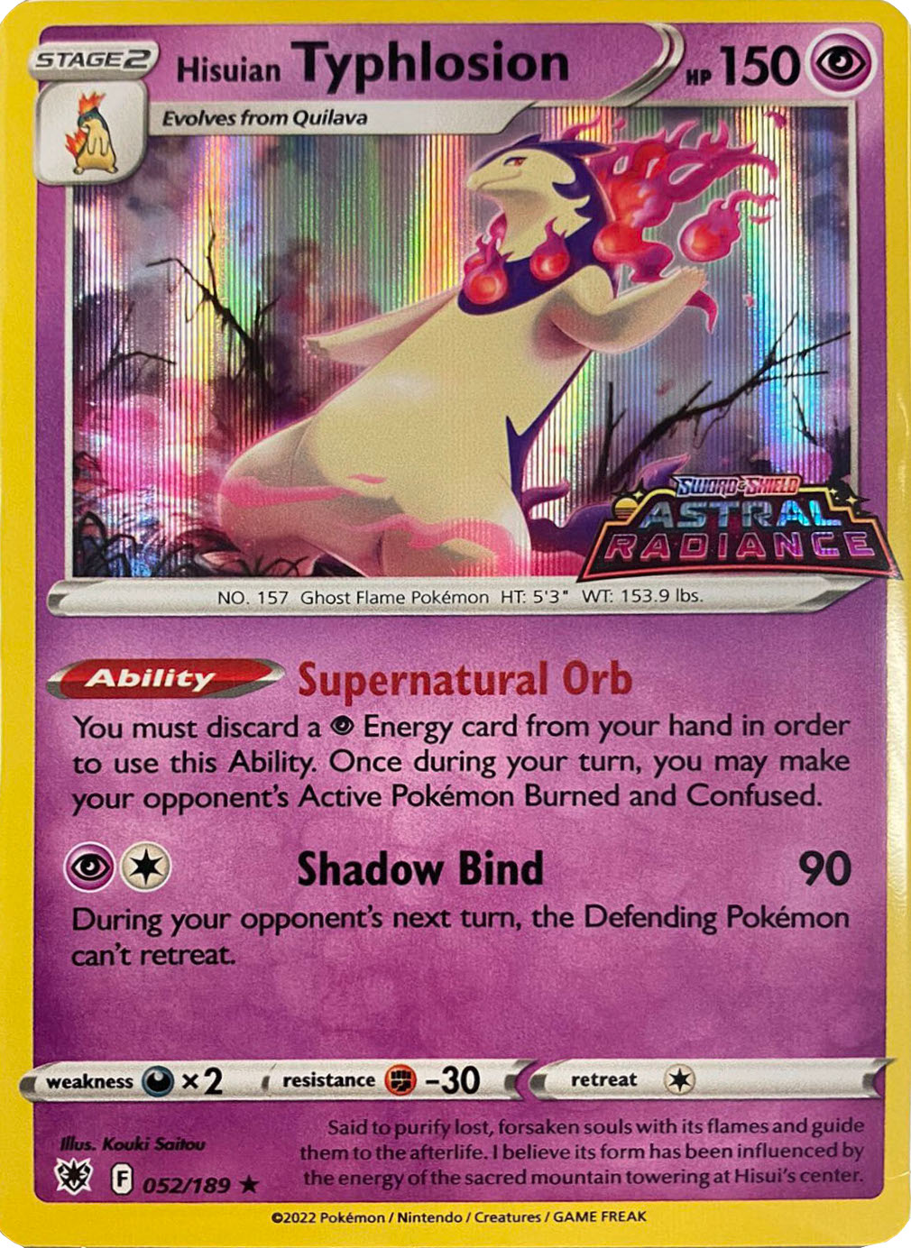 Hisuian Typhlosion (052/189) (GameStop Exclusive) [Sword & Shield: Astral Radiance] | Eastridge Sports Cards & Games