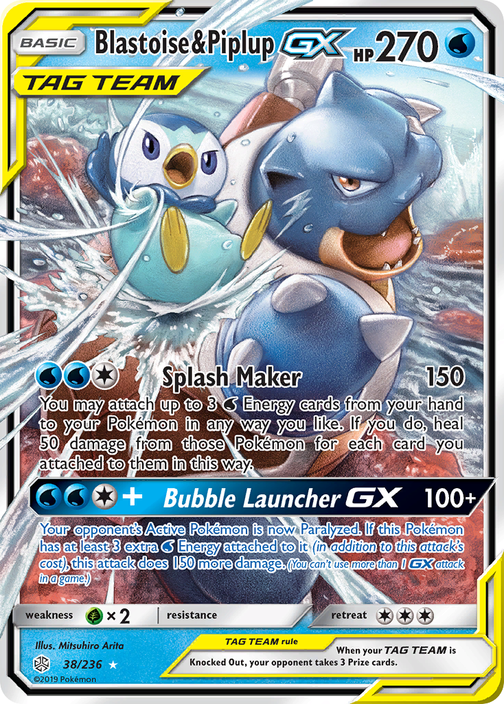 Blastoise & Piplup GX (38/236) [Sun & Moon: Cosmic Eclipse] | Eastridge Sports Cards & Games