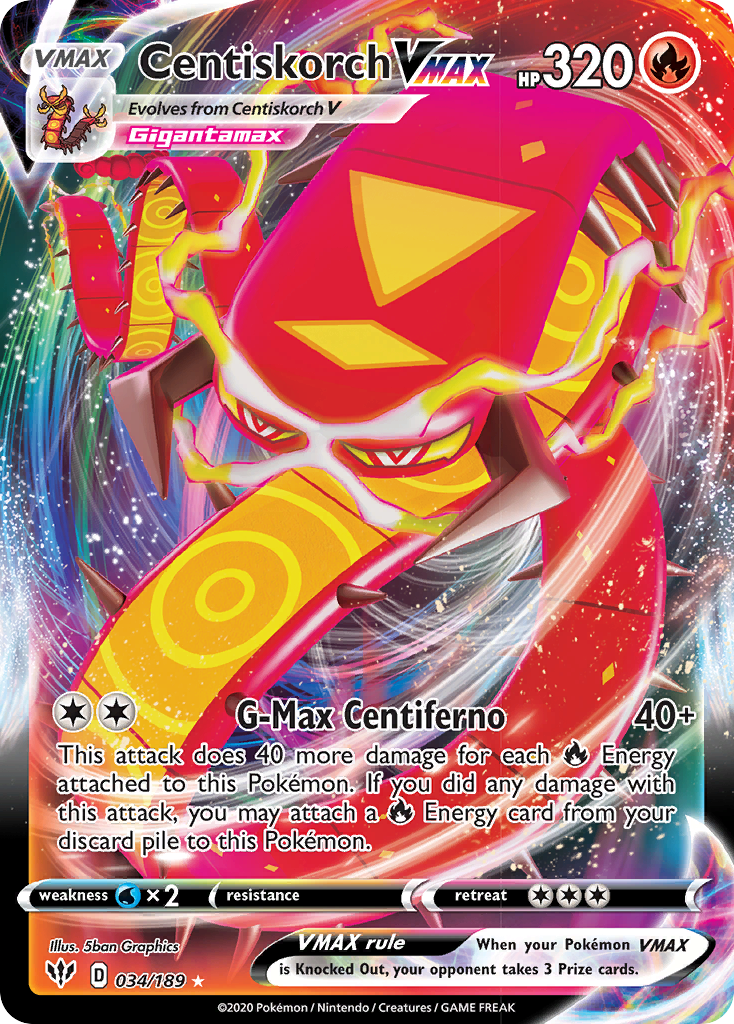 Centiskorch VMAX (034/189) [Sword & Shield: Darkness Ablaze] | Eastridge Sports Cards & Games