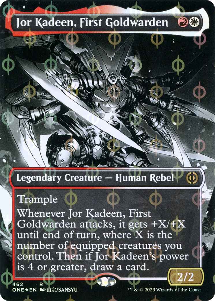 Jor Kadeen, First Goldwarden (Borderless Manga Step-and-Compleat Foil) [Phyrexia: All Will Be One] | Eastridge Sports Cards & Games