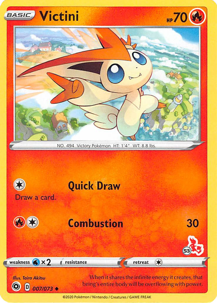 Victini (007/073) (Cinderace Stamp #53) [Battle Academy 2022] | Eastridge Sports Cards & Games