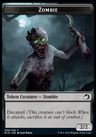 Zombie (005) // Bat Double-sided Token [Innistrad: Midnight Hunt Tokens] | Eastridge Sports Cards & Games