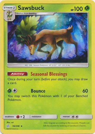 Sawsbuck (16/236) (Build & Battle Box Exclusive) [Sun & Moon: Cosmic Eclipse] | Eastridge Sports Cards & Games