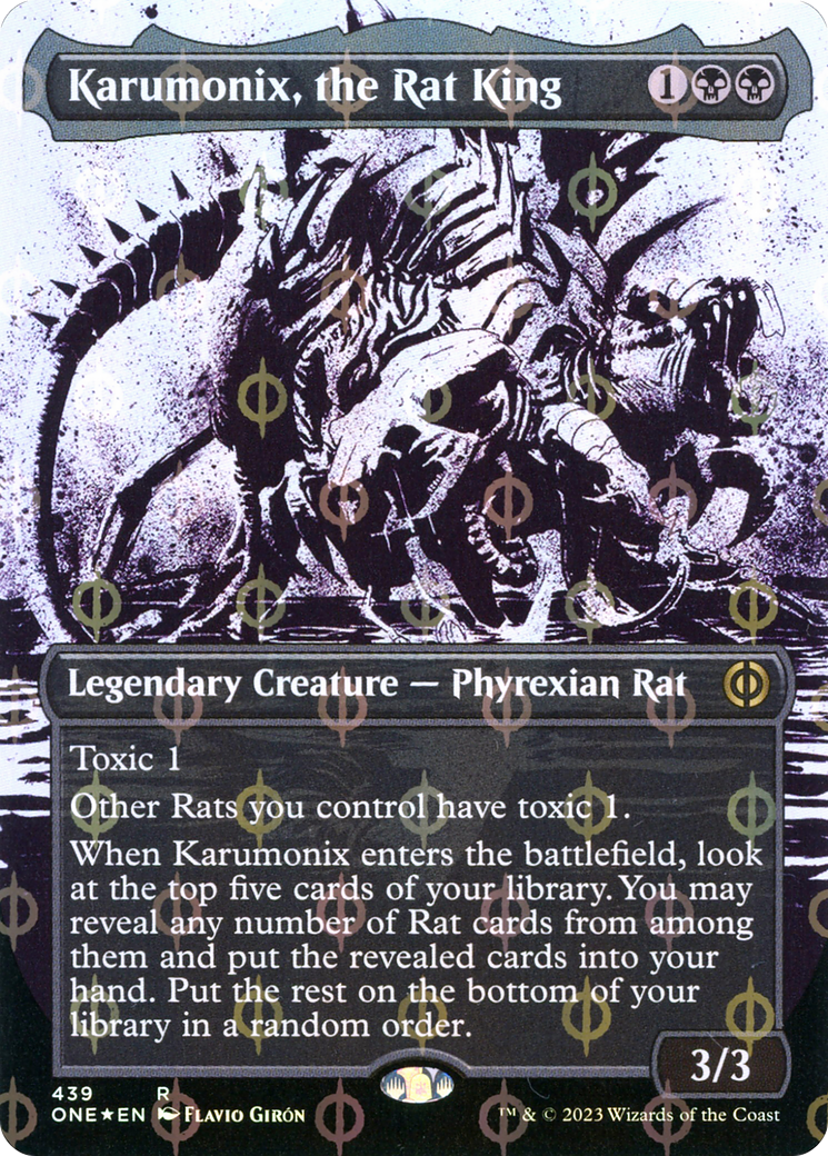 Karumonix, the Rat King (Borderless Ichor Step-and-Compleat Foil) [Phyrexia: All Will Be One] | Eastridge Sports Cards & Games