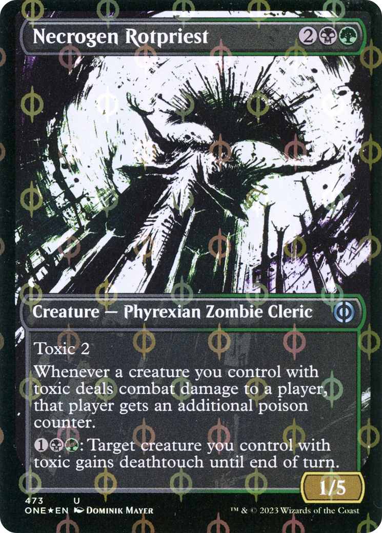 Necrogen Rotpriest (Borderless Ichor Step-and-Compleat Foil) [Phyrexia: All Will Be One] | Eastridge Sports Cards & Games