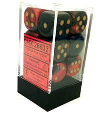 Chessex GEMINI 12D6 BLACK-RED/GOLD 16MM (CHX26633) | Eastridge Sports Cards & Games
