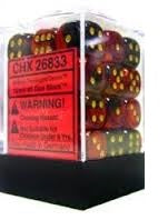 CHESSEX GEMINI 36D6 BLACK-RED/GOLD 12MM (CHX26833) | Eastridge Sports Cards & Games