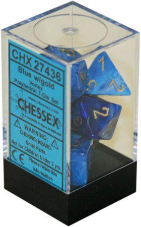 CHESSEX VORTEX 7-DIE SET BLUE/GOLD (CHX27436) | Eastridge Sports Cards & Games