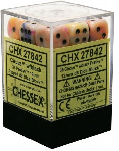 CHESSEX FESTIVE 36D6 CIRCUS/BLACK 12MM (CHX27842) | Eastridge Sports Cards & Games