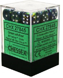 CHESSEX FESTIVE 36D6 GREEN/SILVER 12MM (CHX27845) | Eastridge Sports Cards & Games