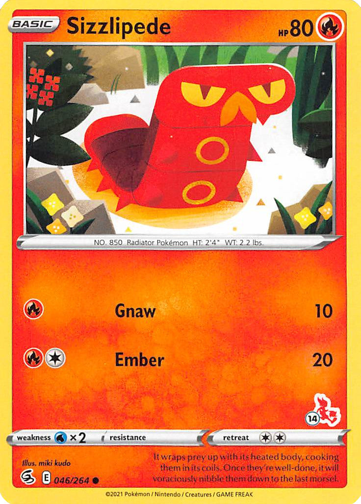 Sizzlipede (046/264) (Cinderace Stamp #14) [Battle Academy 2022] | Eastridge Sports Cards & Games
