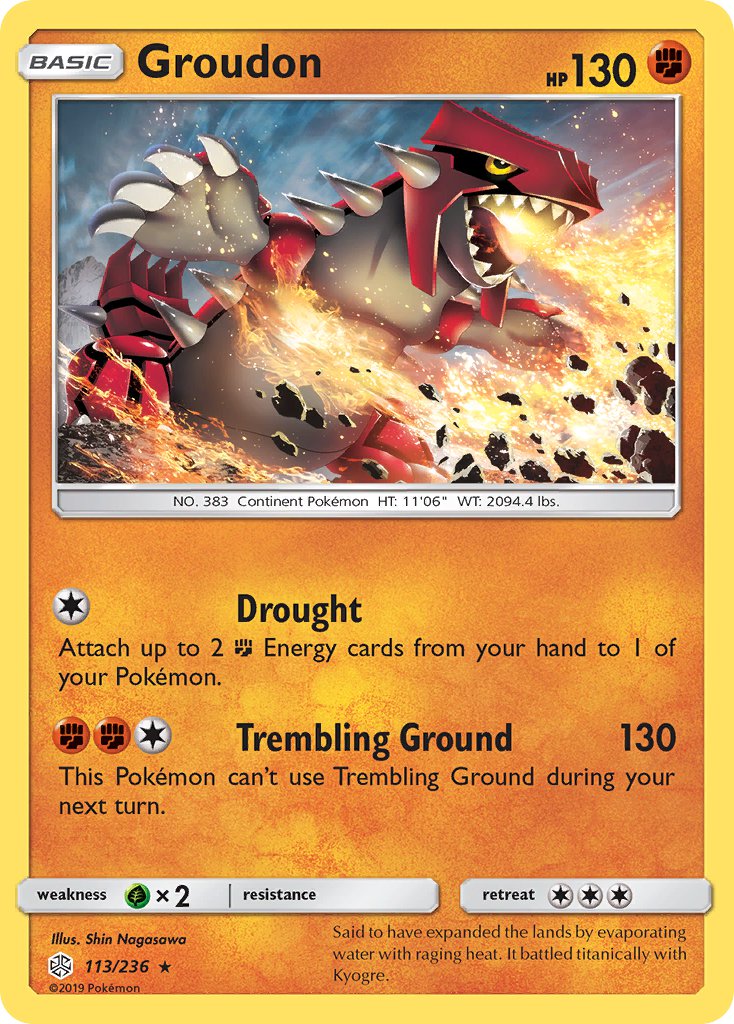 Groudon (113/236) (Cracked Ice Holo) (Theme Deck Exclusive) [Sun & Moon: Cosmic Eclipse] | Eastridge Sports Cards & Games