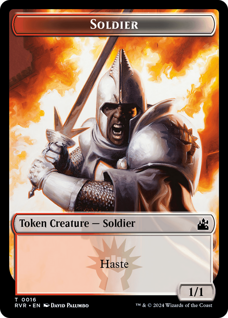 Elf Knight // Soldier Double-Sided Token [Ravnica Remastered Tokens] | Eastridge Sports Cards & Games
