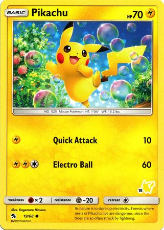 Pikachu (19/68) (Pikachu Stamp #15) [Battle Academy 2020] | Eastridge Sports Cards & Games