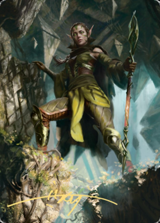 Nissa of Shadowed Boughs 1 Art Card (Gold-Stamped Signature) [Zendikar Rising Art Series] | Eastridge Sports Cards & Games