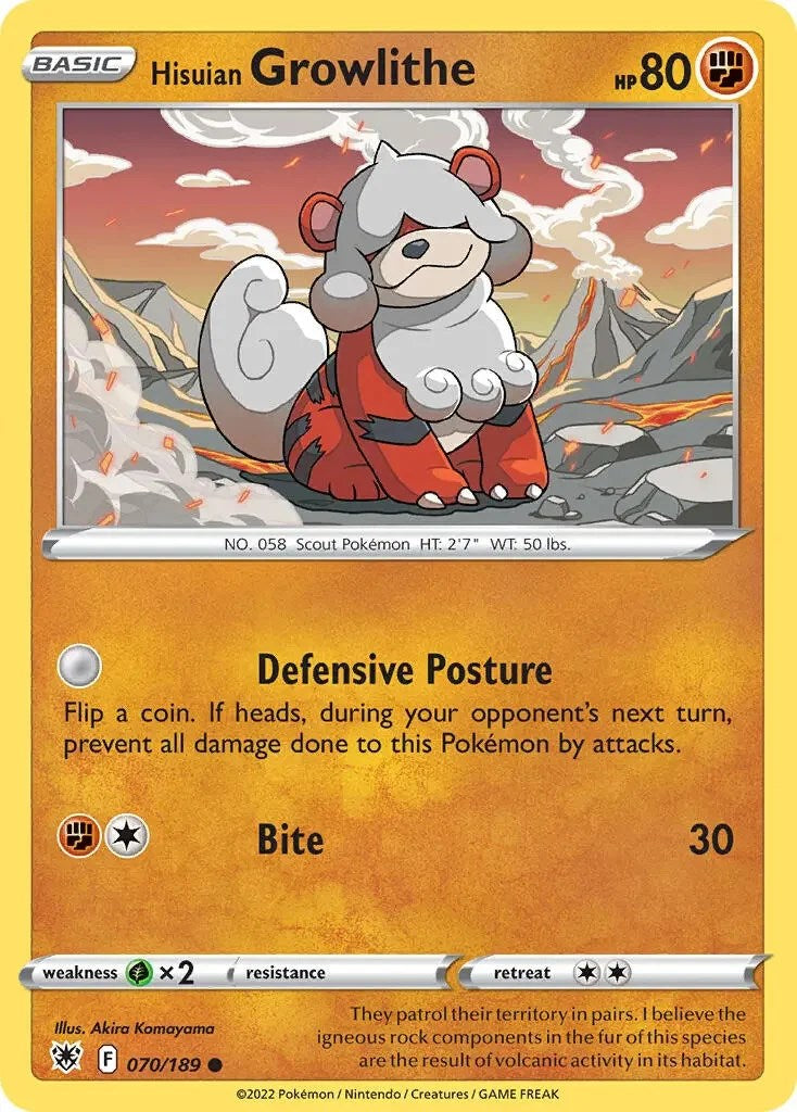 Hisuian Growlithe (070/189) (Theme Deck Exclusive) [Sword & Shield: Astral Radiance] | Eastridge Sports Cards & Games