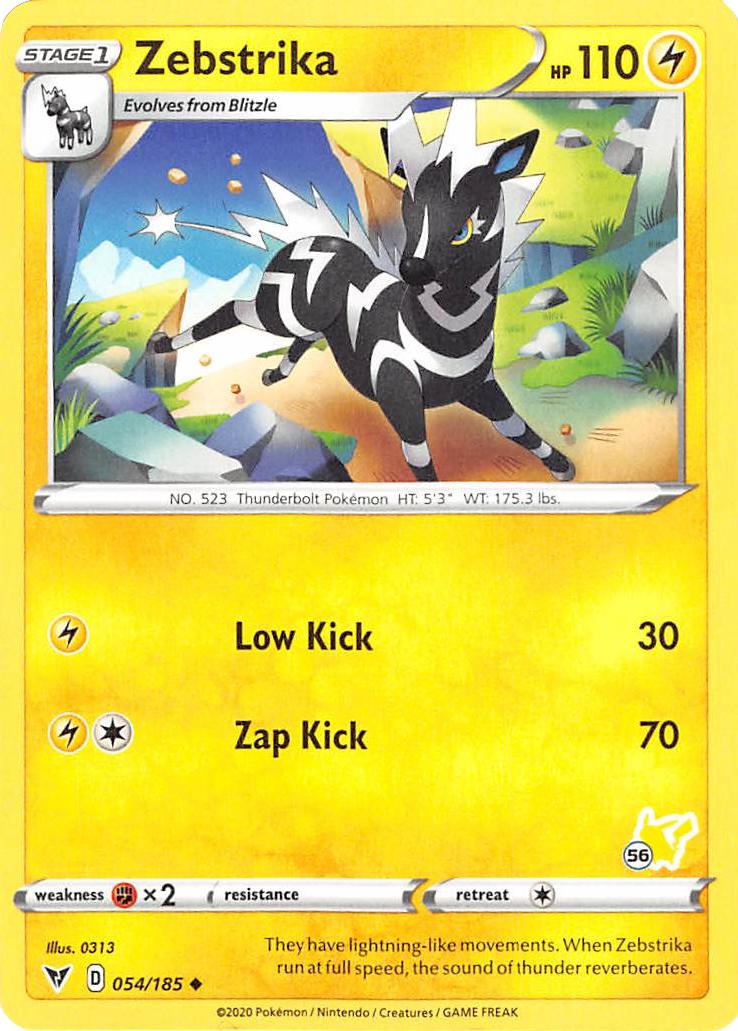 Zebstrika (054/185) (Pikachu Stamp #56) [Battle Academy 2022] | Eastridge Sports Cards & Games