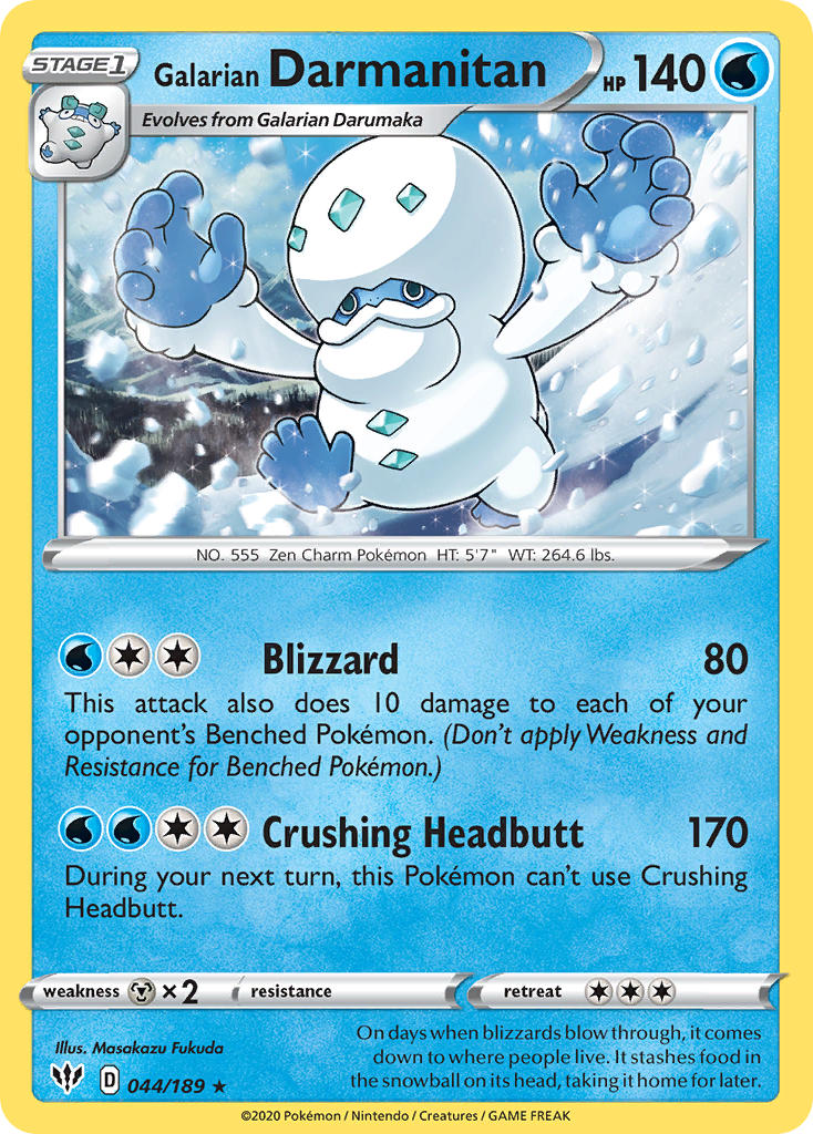 Galarian Darmanitan (044/189) (Cracked Ice Holo) (Theme Deck Exclusive) [Sword & Shield: Darkness Ablaze] | Eastridge Sports Cards & Games