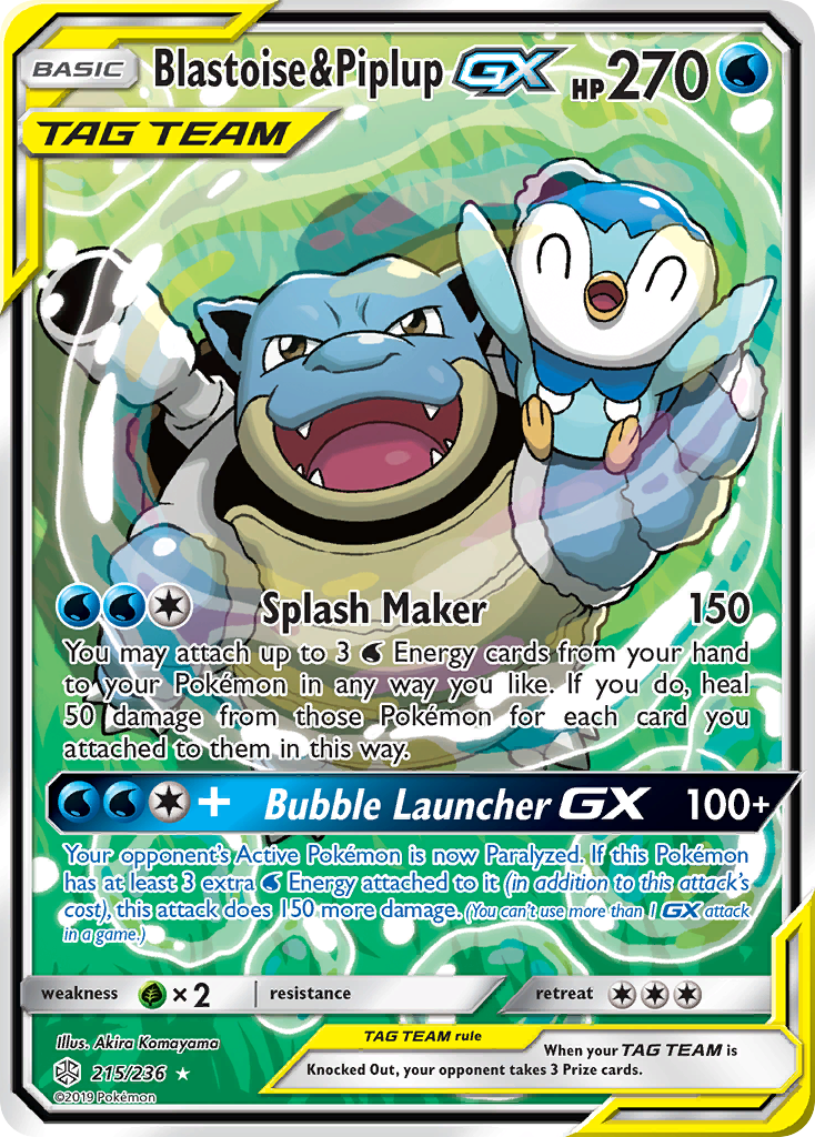 Blastoise & Piplup GX (215/236) [Sun & Moon: Cosmic Eclipse] | Eastridge Sports Cards & Games