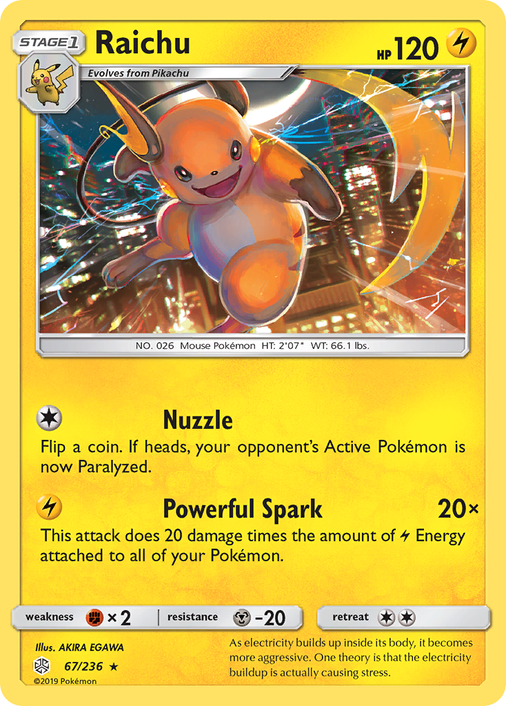 Raichu (67/236) [Sun & Moon: Cosmic Eclipse] | Eastridge Sports Cards & Games