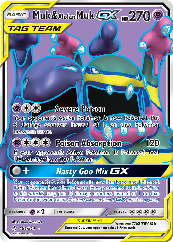 Muk & Alolan Muk GX (196/214) [Sun & Moon: Unbroken Bonds] | Eastridge Sports Cards & Games