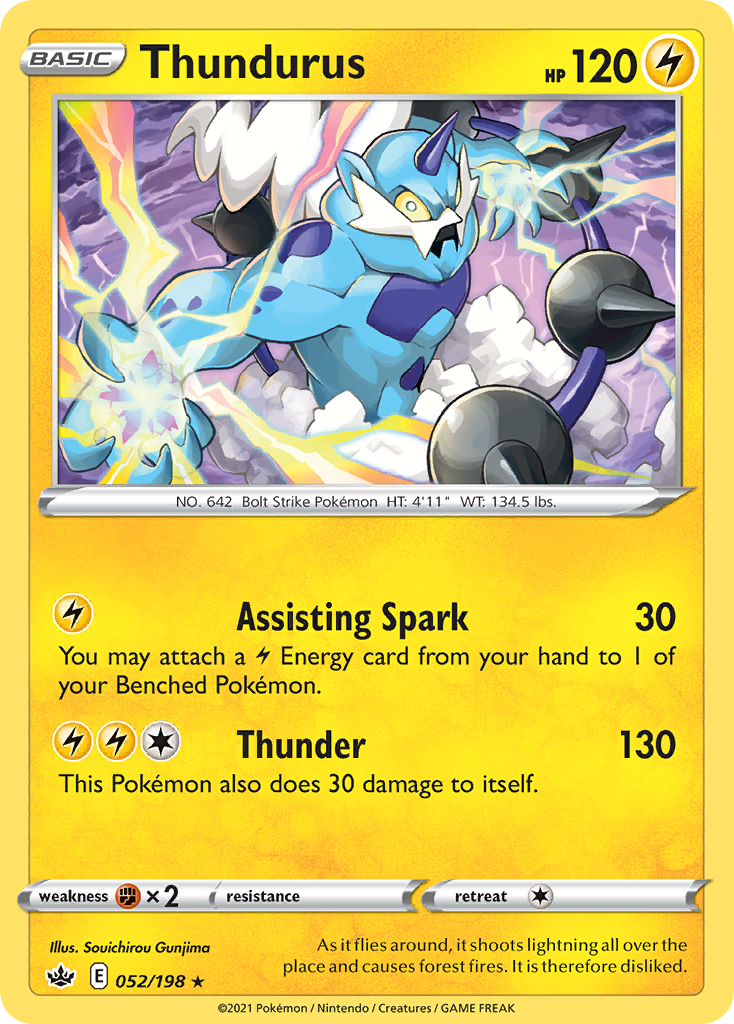 Thundurus (052/198) (Theme Deck Exclusive) [Sword & Shield: Chilling Reign] | Eastridge Sports Cards & Games