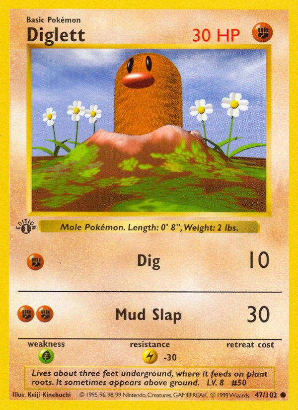 Diglett (47/102) (Shadowless) [Base Set 1st Edition] | Eastridge Sports Cards & Games