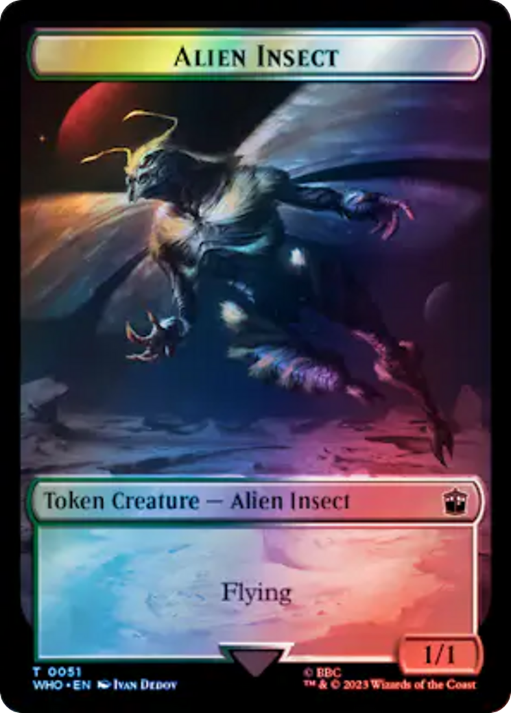 Alien // Alien Insect Double-Sided Token (Surge Foil) [Doctor Who Tokens] | Eastridge Sports Cards & Games