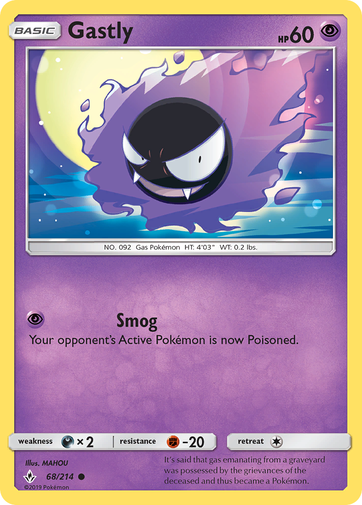 Gastly (68/214) [Sun & Moon: Unbroken Bonds] | Eastridge Sports Cards & Games