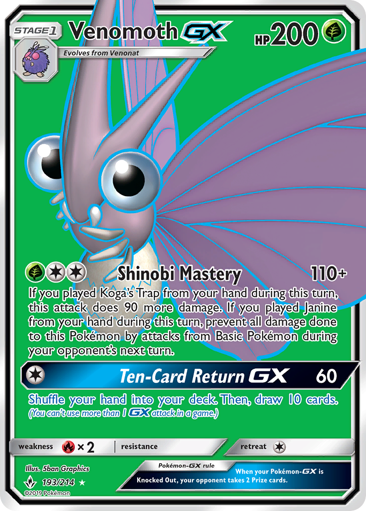 Venomoth GX (193/214) [Sun & Moon: Unbroken Bonds] | Eastridge Sports Cards & Games