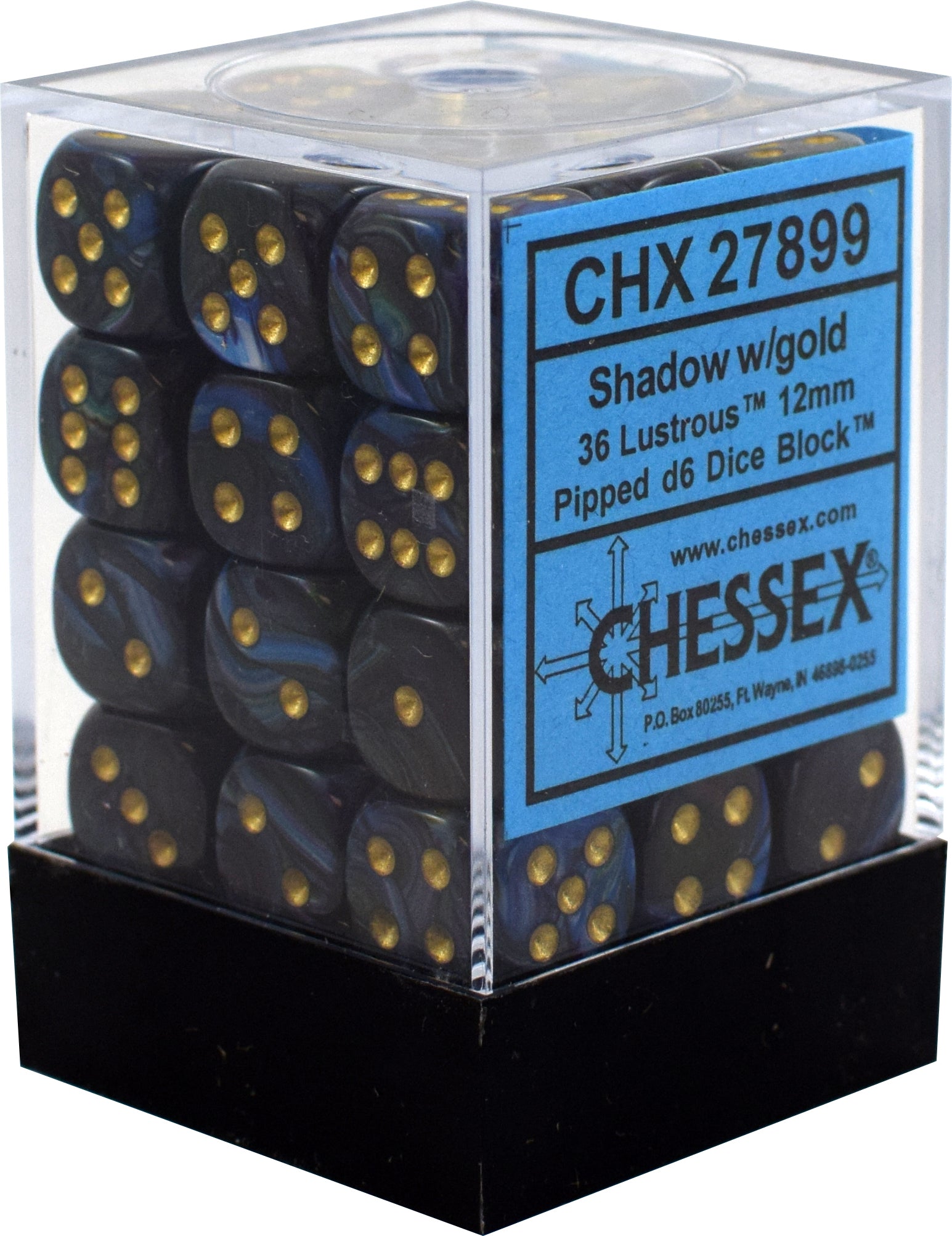 CHESSEX LUSTROUS 36D6 SHADOW/GOLD 12MM (CHX27899) | Eastridge Sports Cards & Games