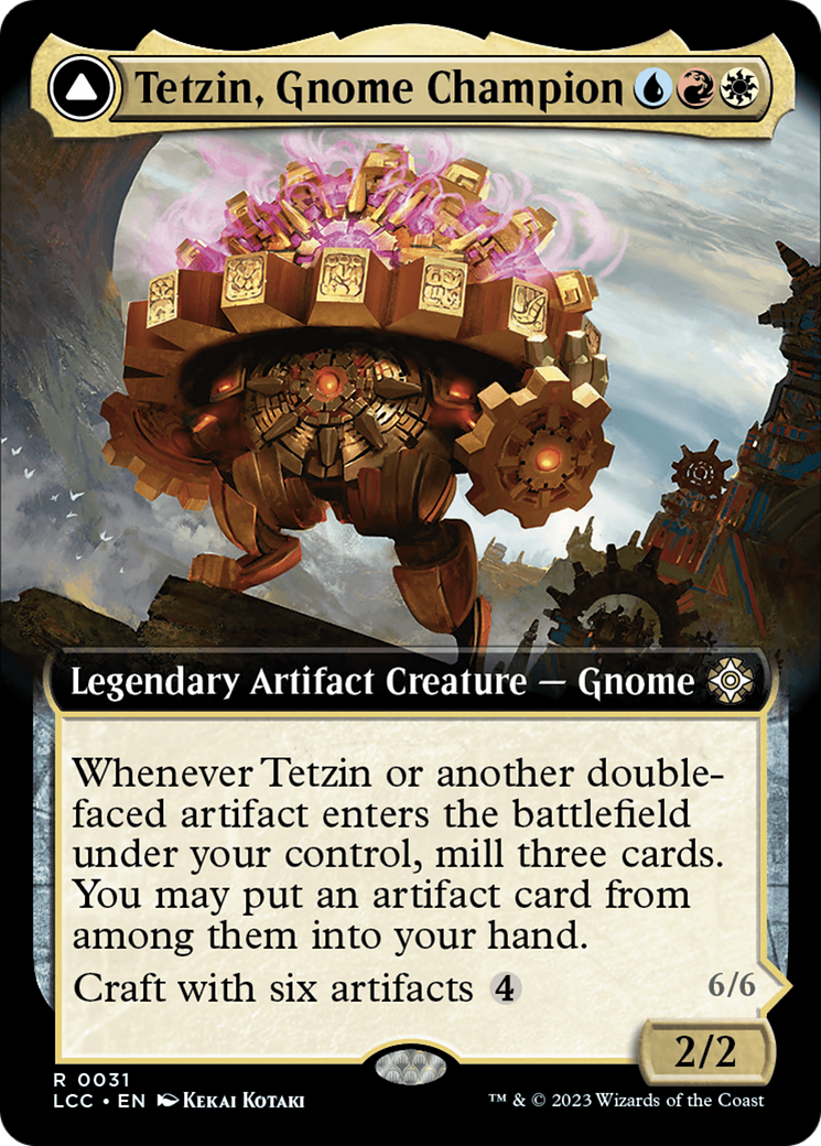 Tetzin, Gnome Champion // The Golden-Gear Colossus (Extended Art) [The Lost Caverns of Ixalan Commander] | Eastridge Sports Cards & Games