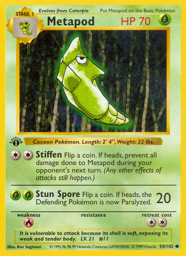 Metapod (54/102) (Shadowless) [Base Set 1st Edition] | Eastridge Sports Cards & Games