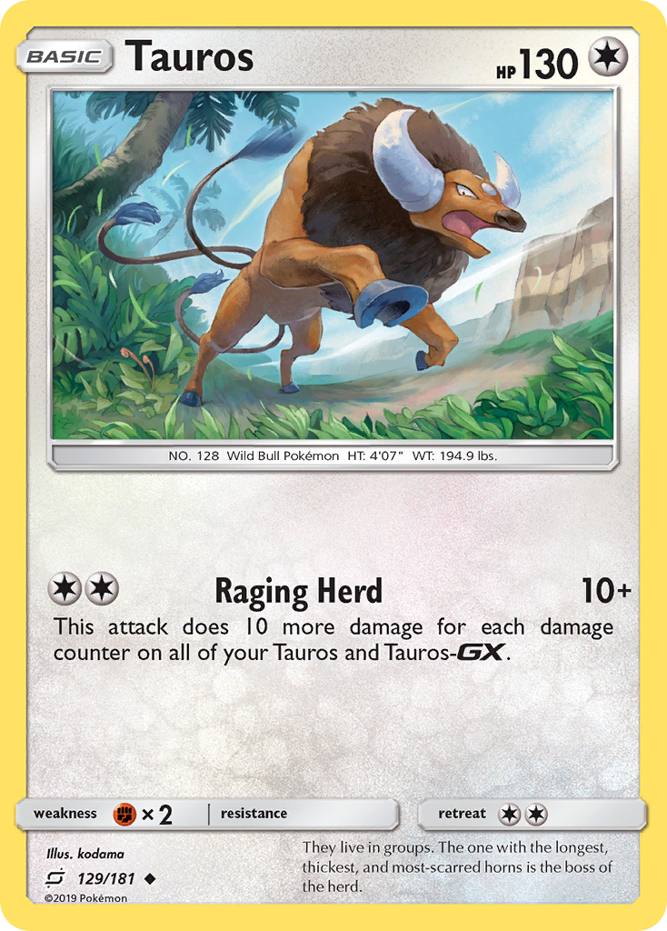 Tauros (129/181) [Sun & Moon: Team Up] | Eastridge Sports Cards & Games