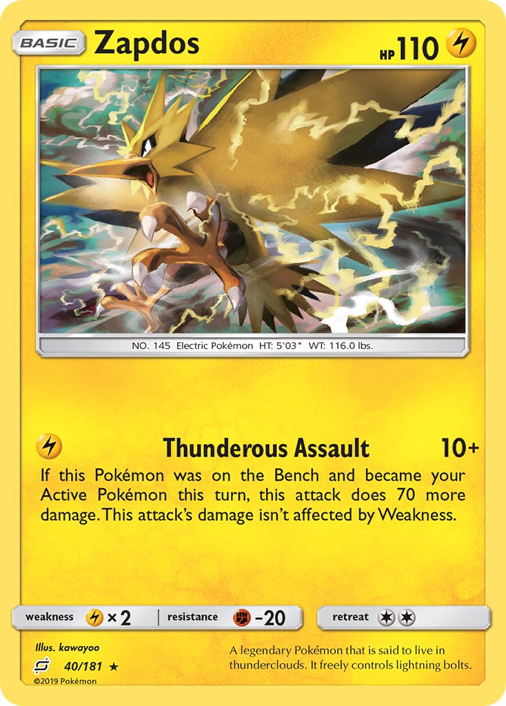 Zapdos (40/181) (Theme Deck Exclusive) [Sun & Moon: Team Up] | Eastridge Sports Cards & Games