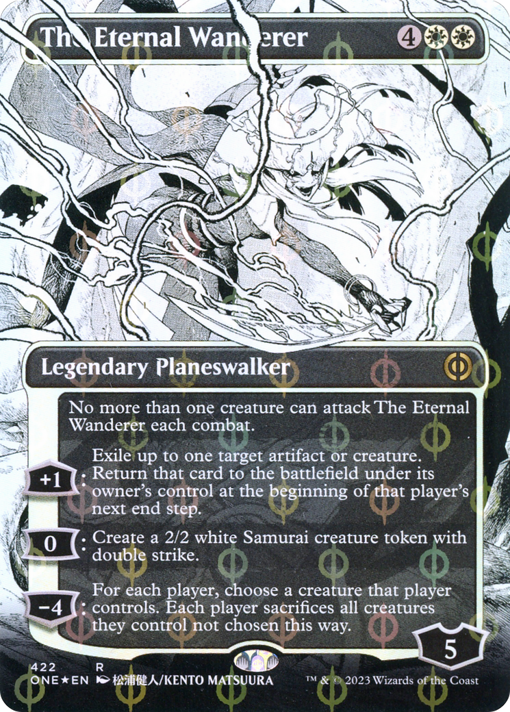 The Eternal Wanderer (Borderless Manga Step-and-Compleat Foil) [Phyrexia: All Will Be One] | Eastridge Sports Cards & Games