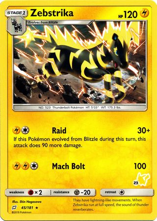 Zebstrika (45/181) (Pikachu Stamp #23) [Battle Academy 2020] | Eastridge Sports Cards & Games