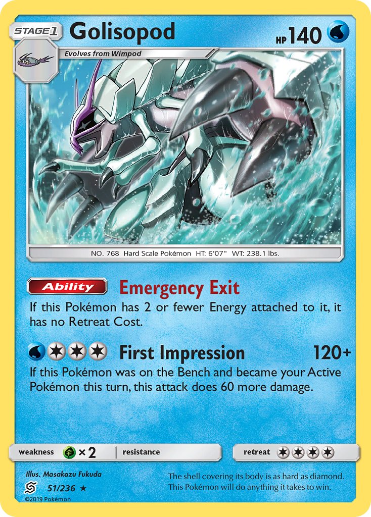 Golisopod (51/236) (Cosmos Holo) (Blister Exclusive) [Sun & Moon: Unified Minds] | Eastridge Sports Cards & Games