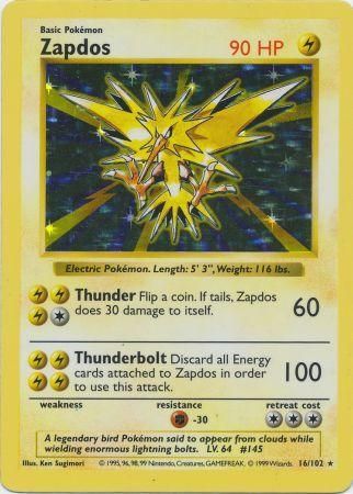 Zapdos (16/102) [Base Set Shadowless Unlimited] | Eastridge Sports Cards & Games