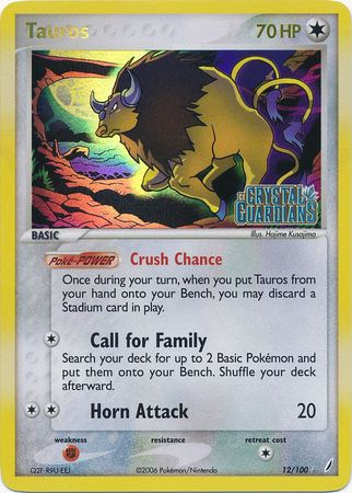 Tauros (12/100) (Stamped) [EX: Crystal Guardians] | Eastridge Sports Cards & Games